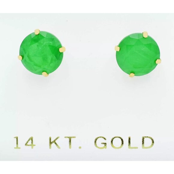 Genuine 5.86 Cts Emerald Stud Earrings 14k Gold